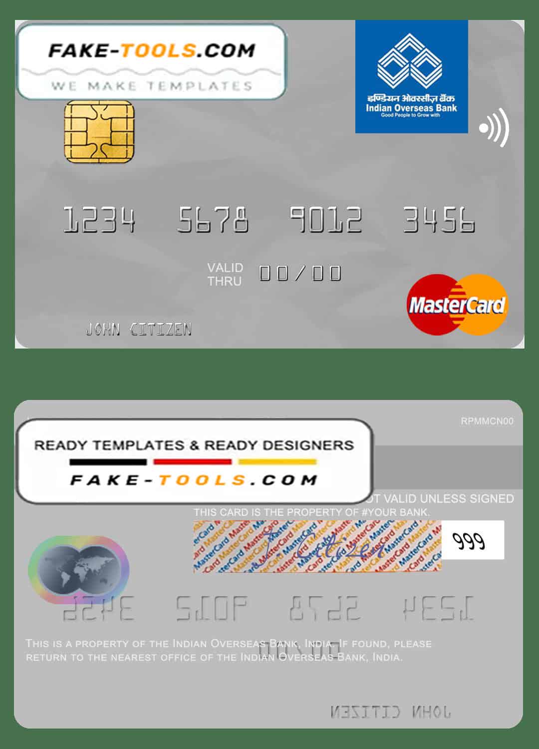 India Indian Overseas Bank mastercard template in PSD format, fully editable India Indian Overseas Bank mastercard template in PSD format, fully editable