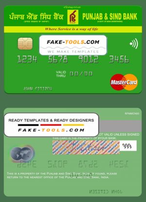 India Punjab and Sind Bank mastercard template in PSD format, fully editable India Punjab and Sind Bank mastercard template in PSD format, fully editable