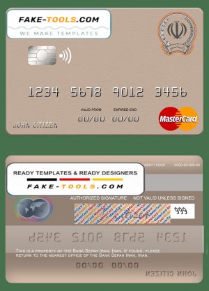 Iran Sepah bank mastercard template in PSD format, fully editable Iran Sepah bank mastercard template in PSD format, fully editable