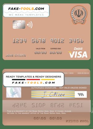 Iran Sepah bank visa card template in PSD format, fully editable Iran Sepah bank visa card template in PSD format, fully editable