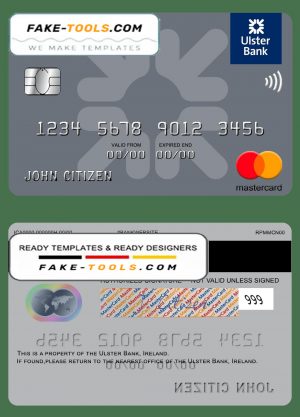 Ireland Ulster Bank Ireland mastercard template in PSD format, fully editable Ireland Ulster Bank Ireland mastercard template in PSD format, fully editable
