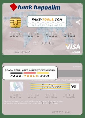 Israel Bank Hapoalim visa card template in PSD format, fully editable Israel Bank Hapoalim visa card template in PSD format, fully editable