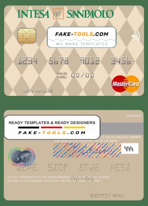 Italy Intesa Sanpaolo mastercard fully editable template in PSD format Italy Intesa Sanpaolo mastercard fully editable template in PSD format