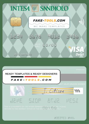 Italy Intesa Sanpaolo visa card fully editable template in PSD format Italy Intesa Sanpaolo visa card fully editable template in PSD format