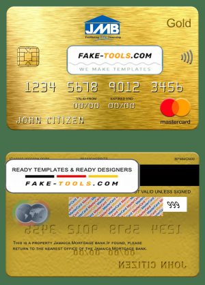 Jamaica Mortgage bank mastercard gold, fully editable template in PSD format