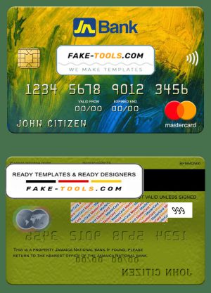 Jamaica National bank mastercard, fully editable template in PSD format