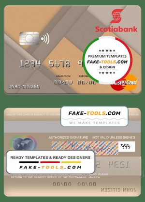 Jamaica Scotiabank mastercard fully editable template in PSD format Jamaica Scotiabank mastercard fully editable template in PSD format