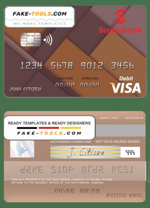 Jamaica Scotiabank visa card fully editable template in PSD format Jamaica Scotiabank visa card fully editable template in PSD format