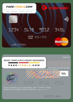 Japan Chiba Bank mastercard fully editable template in PSD format Japan Chiba Bank mastercard fully editable template in PSD format