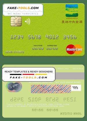 Japan Norinchukin Bank mastercard fully editable template in PSD format Japan Norinchukin Bank mastercard fully editable template in PSD format