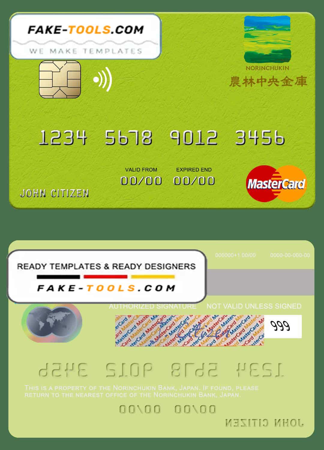 Japan Norinchukin Bank mastercard fully editable template in PSD format Japan Norinchukin Bank mastercard fully editable template in PSD format
