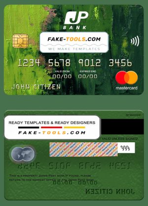 Japan Post bank mastercard, fully editable template in PSD format