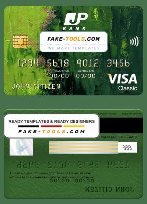 Japan Post bank visa classic card, fully editable template in PSD format