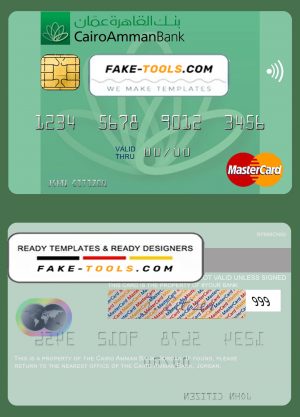 Jordan Cairo Amman Bank mastercard fully editable template in PSD format Jordan Cairo Amman Bank mastercard fully editable template in PSD format