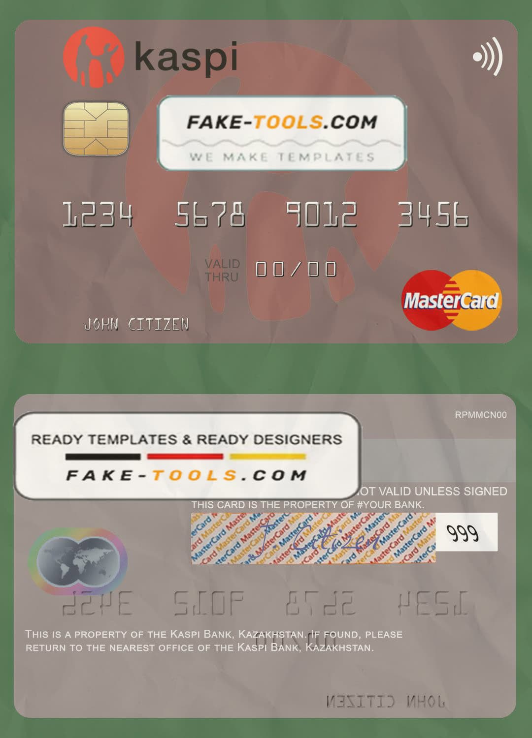 Kazakhstan Kaspi Bank mastercard fully editable credit card template in PSD format Kazakhstan Kaspi Bank mastercard fully editable credit card template in PSD format