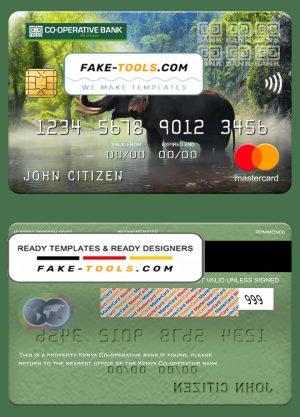 Kenya Co-operative bank of Kenya mastercard, fully editable template in PSD format
