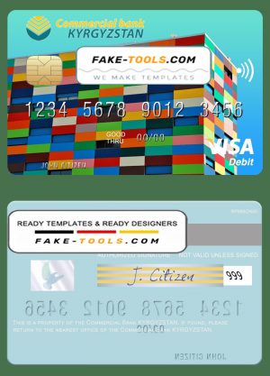Kyrgyzstan Commercial Bank visa card fully editable template in PSD format Kyrgyzstan Commercial Bank visa card fully editable template in PSD format