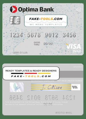 Kyrgyzstan Optima Bank visa card fully editable template in PSD format Kyrgyzstan Optima Bank visa card fully editable template in PSD format