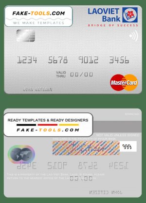 Laos Lao-Viet mastercard fully editable credit card template in PSD format Laos Lao-Viet mastercard fully editable credit card template in PSD format