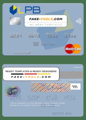Latvia LPB Bank mastercard fully editable credit card template in PSD format Latvia LPB Bank mastercard fully editable credit card template in PSD format