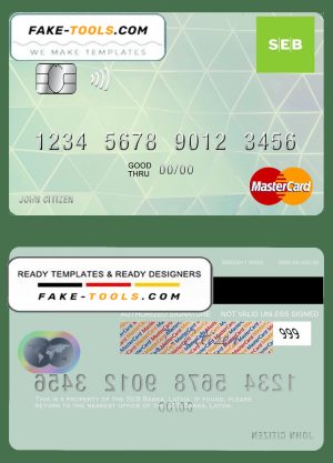 Latvia SEB Bank mastercard fully editable template in PSD format Latvia SEB Bank mastercard fully editable template in PSD format