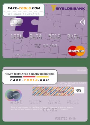 Lebanon Byblos Bank mastercard fully editable credit card template in PSD format Lebanon Byblos Bank mastercard fully editable credit card template in PSD format