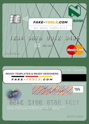 Lesotho Nedbank mastercard fully editable credit card template in PSD format