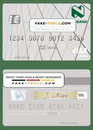 Lesotho Nedbank visa card fully editable template in PSD format