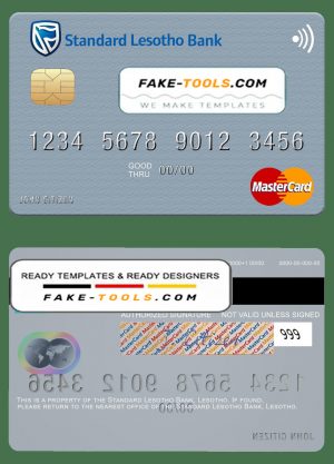 Lesotho Standard Bank mastercard fully editable credit card template in PSD format