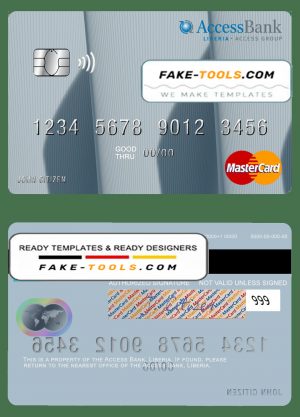Liberia Access Bank mastercard fully editable template in PSD format Liberia Access Bank mastercard fully editable template in PSD format