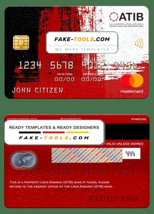 Libya Assaray bank (ATIB) mastercard, fully editable template in PSD format