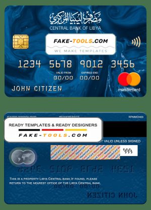 Libya Central bank mastercard, fully editable template in PSD format