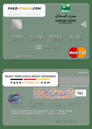 Libya Sahara Bank mastercard fully editable credit card template in PSD format Libya Sahara Bank mastercard fully editable credit card template in PSD format