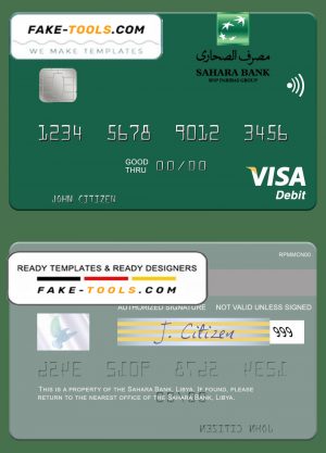 Libya Sahara Bank visa card fully editable template in PSD format Libya Sahara Bank visa card fully editable template in PSD format