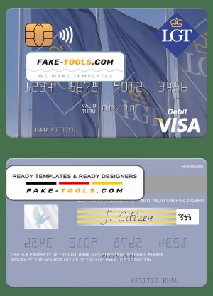 Liechtenstein LGT Bank visa card fully editable template in PSD format Liechtenstein LGT Bank visa card fully editable template in PSD format