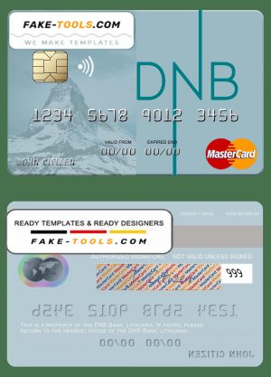 Lithuania DNB Bank mastercard fully editable credit card template in PSD format Lithuania DNB Bank mastercard fully editable credit card template in PSD format