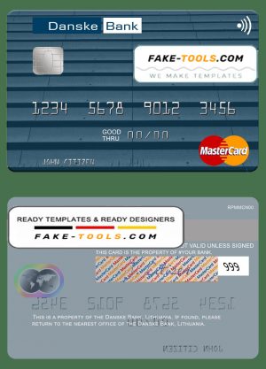 Lithuania Danske Bank mastercard fully editable template in PSD format Lithuania Danske Bank mastercard fully editable template in PSD format