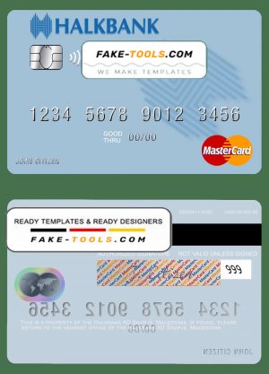 Macedonia Halkbank AD Skopje mastercard credit card template in PSD format Macedonia Halkbank AD Skopje mastercard credit card template in PSD format