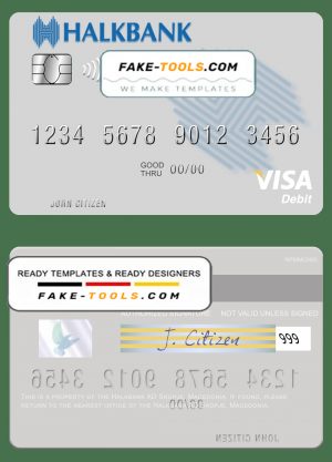 Macedonia Halkbank AD Skopje visa card fully editable template in PSD format Macedonia Halkbank AD Skopje visa card fully editable template in PSD format