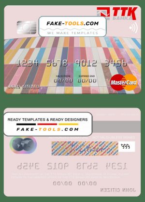 Macedonia TTK Banka AD Skopje mastercard credit card template in PSD format Macedonia TTK Banka AD Skopje mastercard credit card template in PSD format