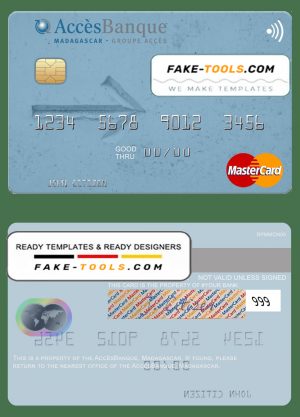 Madagascar AccèsBanque mastercard credit card template in PSD format