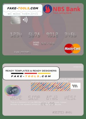 Malawi NBS bank mastercard credit card template in PSD format