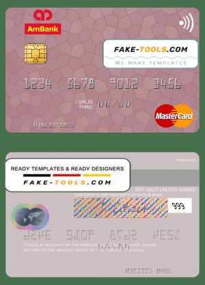 Malaysia AmBank mastercard credit card template in PSD format Malaysia AmBank mastercard credit card template in PSD format