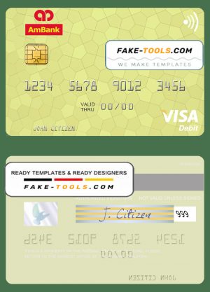 Malaysia AmBank visa credit card template in PSD format Malaysia AmBank visa credit card template in PSD format