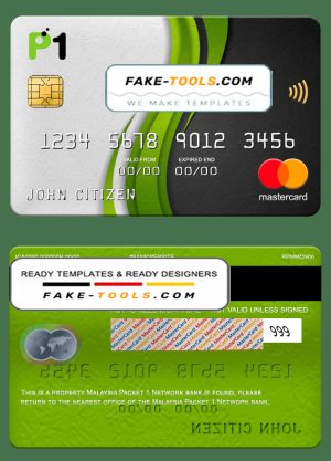 Malaysia Packet 1 Network bank mastercard, fully editable template in PSD format