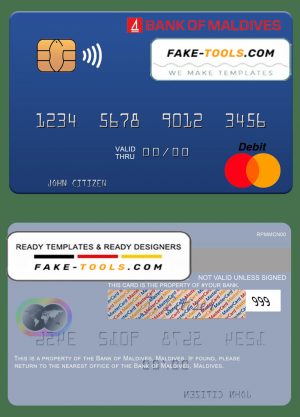 Maldives Bank of Maldives mastercard credit card template in PSD format Maldives Bank of Maldives mastercard credit card template in PSD format