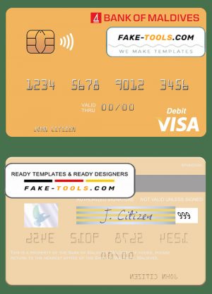 Maldives Bank of Maldives visa credit card template in PSD format Maldives Bank of Maldives visa credit card template in PSD format