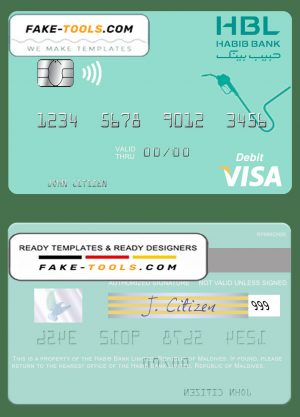 Maldives Habib Bank Limited visa card fully editable template in PSD format Maldives Habib Bank Limited visa card fully editable template in PSD format