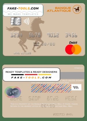 Mali Banque Atlantique mastercard credit card template in PSD format Mali Banque Atlantique mastercard credit card template in PSD format