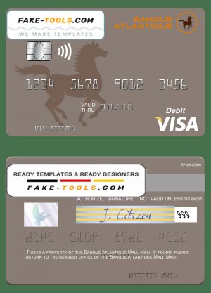 Mali Banque Atlantique visa credit card template in PSD format Mali Banque Atlantique visa credit card template in PSD format